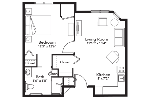 Floor Plan Assisted Living One Bedroom D