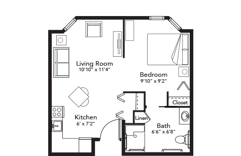 Floor Plan Assisted Living Studio A