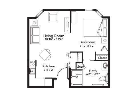 Floor Plan Assisted Living Studio A