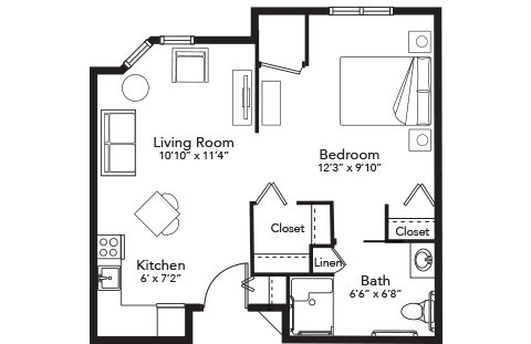 Floor Plan Assisted Living Studio B